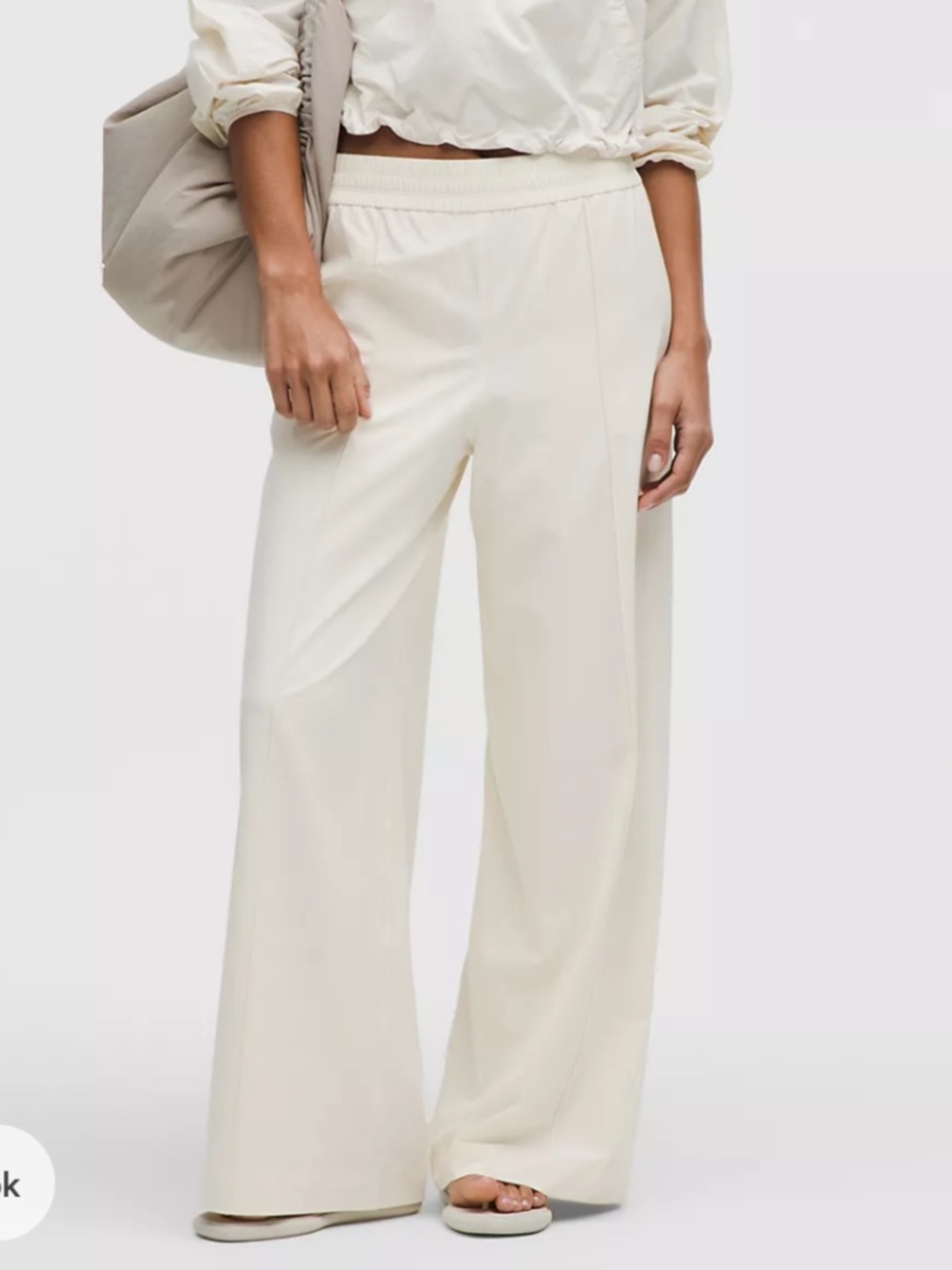 LULULEMON "Breezily" Mid-Rise Wide-leg Pants in "Light Ivory": Sz L